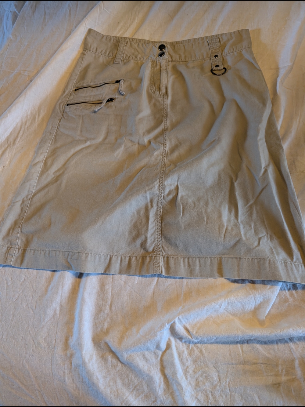 2/20$ Dynamite Beige Midi Skirt with Front Zipper Pockets